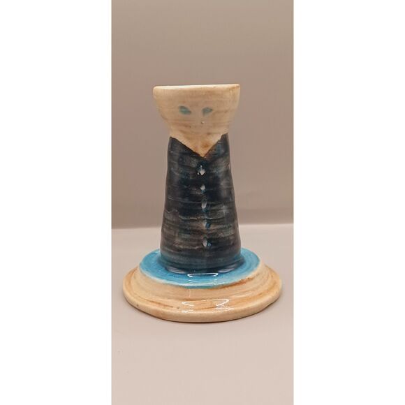 Arts and Crafts Studio Art Pottery "Picasso Style" Man & Woman Candlestick Set - Picture 13 of 16